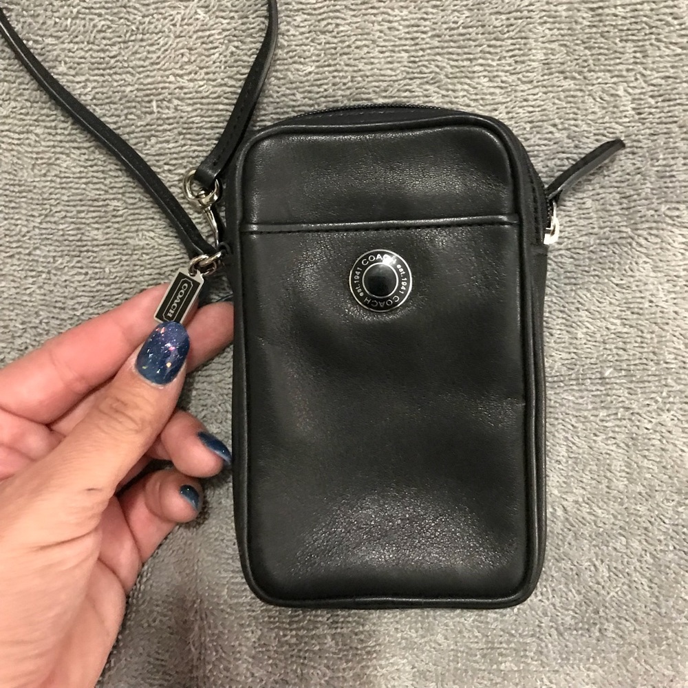 Coach vintage leather phone-case style wristlet